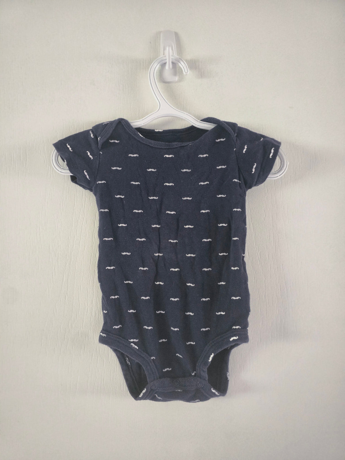 Carter's Navy Mustache Print Short Sleeve Bodysuit | 9M